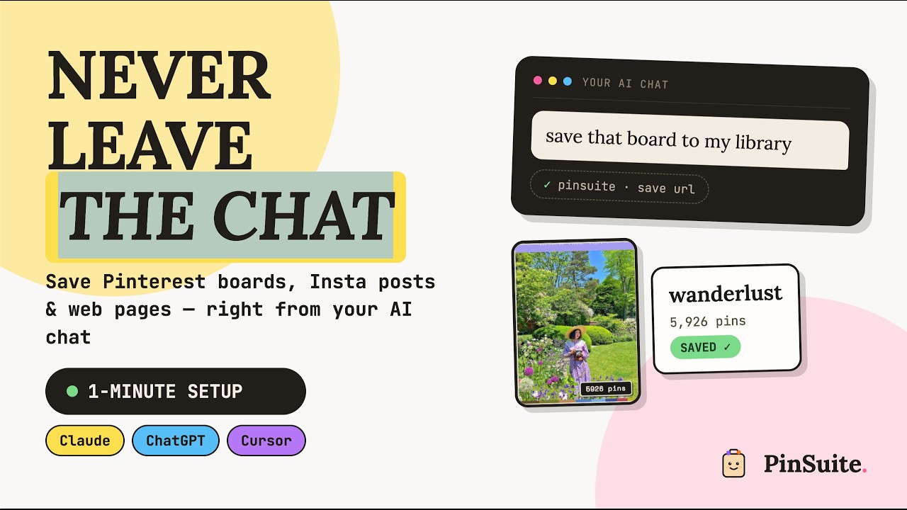 Never leave the chat: save Pinterest boards, Instagram posts and web pages from Claude, ChatGPT or Cursor